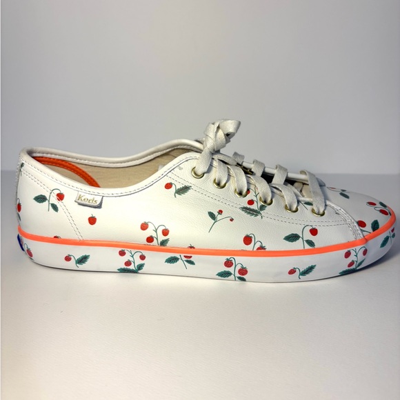 Keds x Rifle Paper Co Kickstart Leather Strawberry SZ 10 EUC - Picture 5 of 11